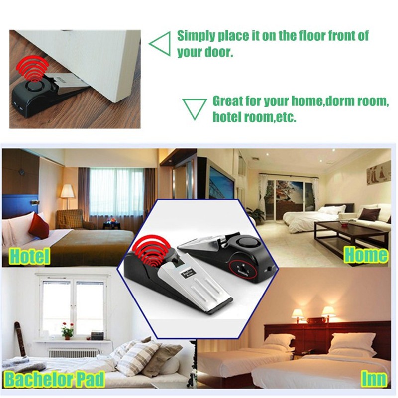 125 dB Wireless Door sensor Triggered stop Security alarm system Home Wedge Shaped Door topper Alarm Block Blocking System